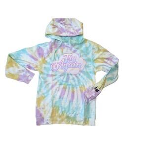 BSR By Samii Ryan Oversize "Try Again" Tie Dye Streetwear Hoodie size s